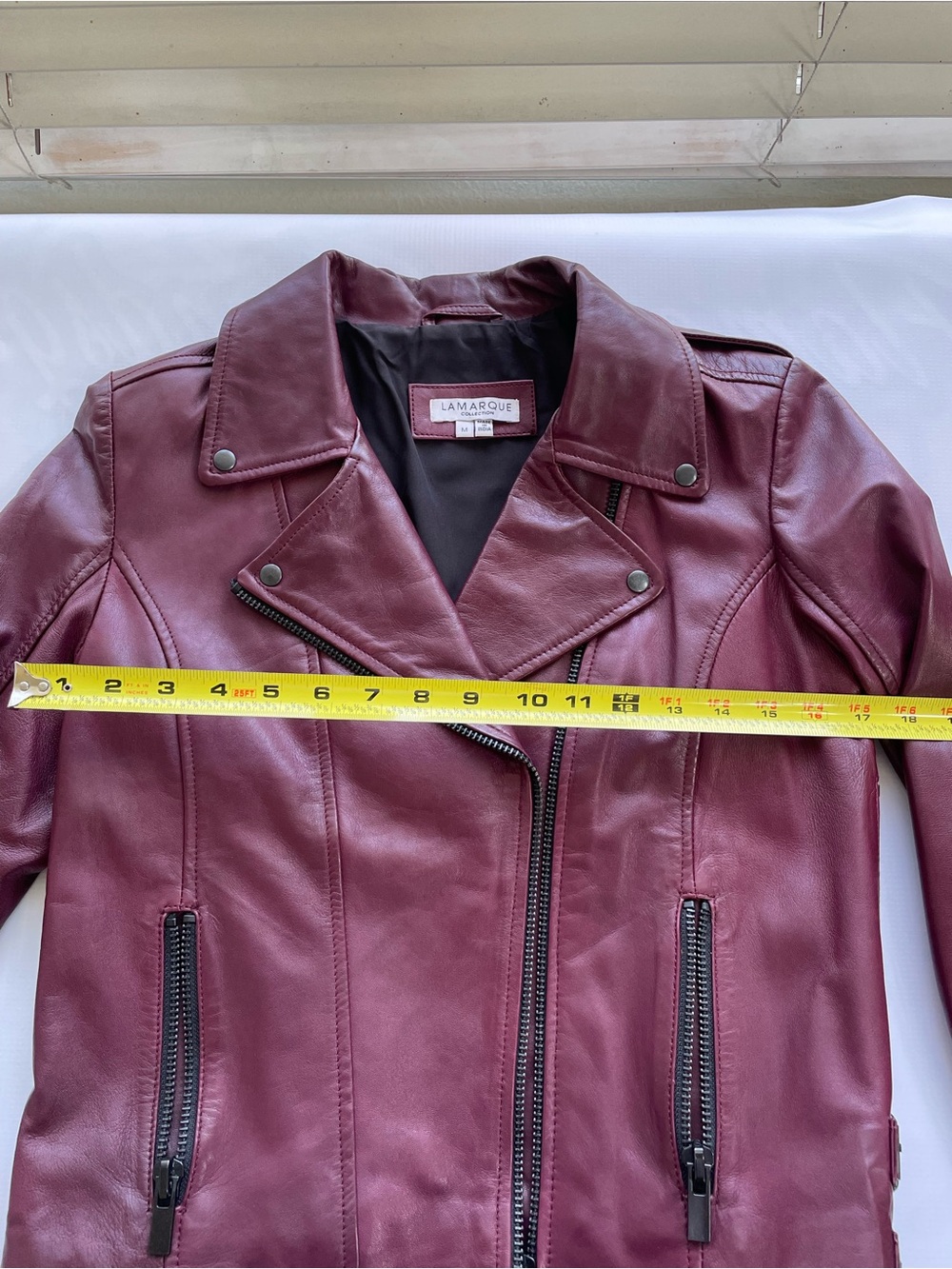 Lamarque Wine-Burgundy Leather Moto Jacket - Picture 5 of 8